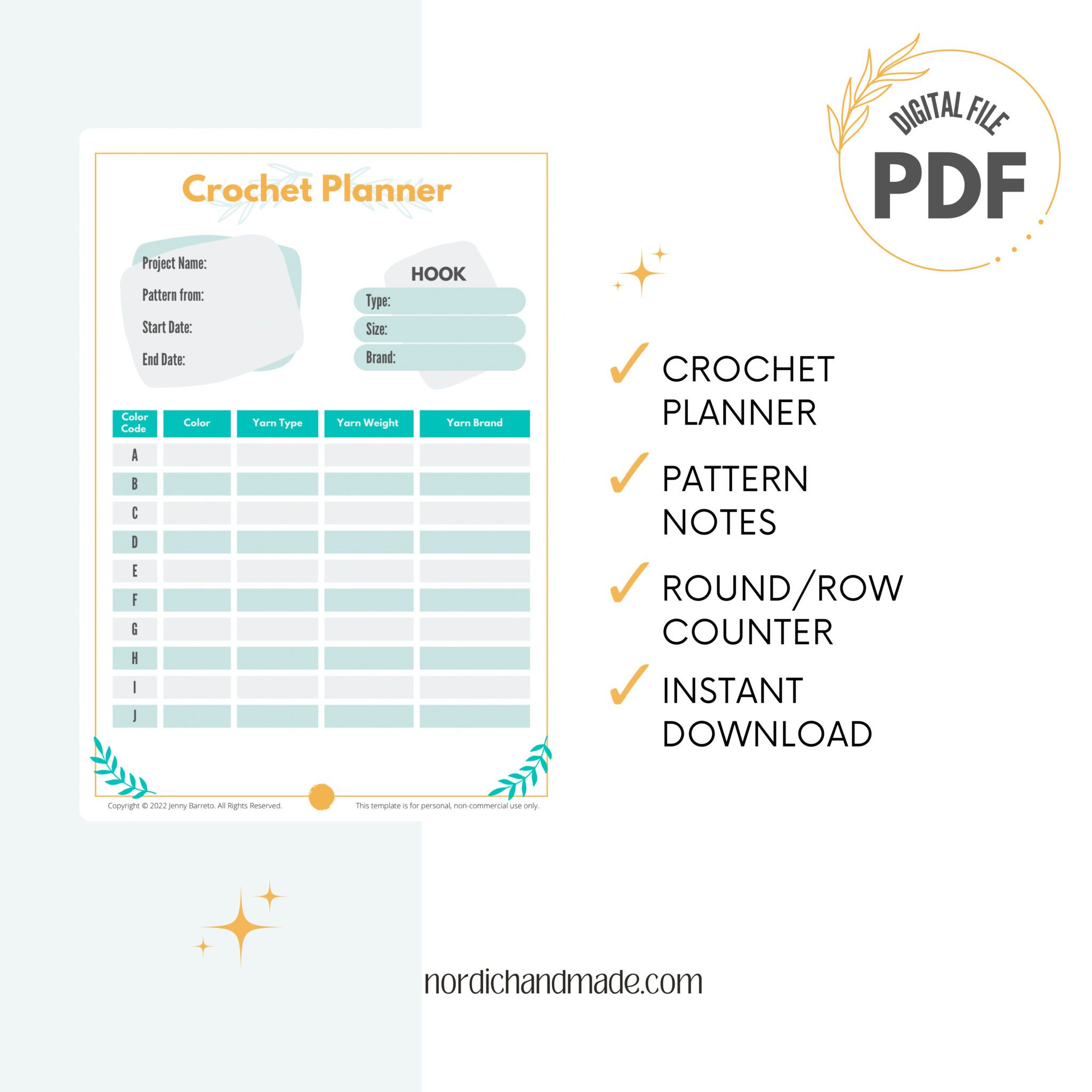 Printable Crochet Project Planner | Nordic Handmade