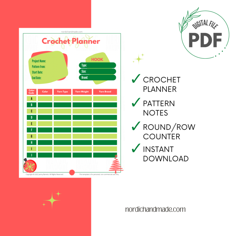 Crochet Planner Template Christmas Edition