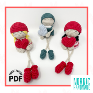Valentines doll crochet pattern - Nordic Handmade